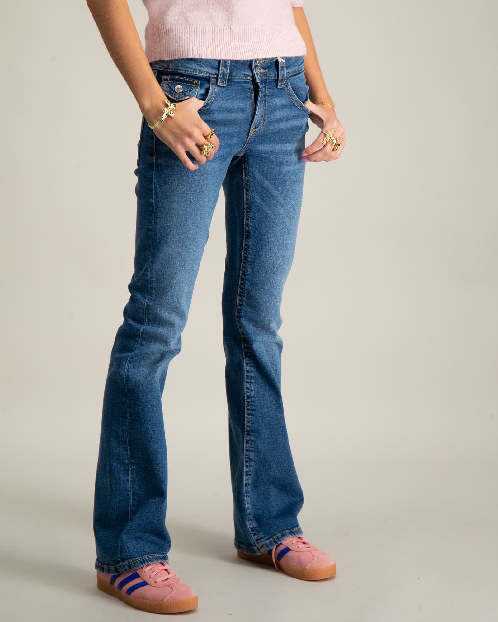 Chunky basic flare jeans