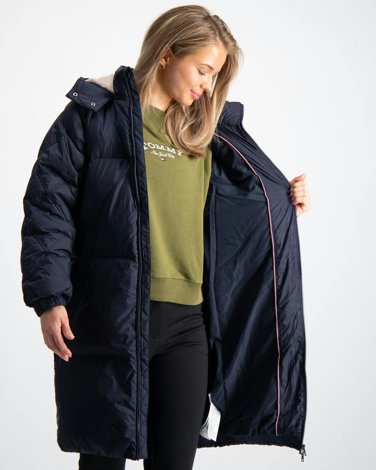 MIXED QUILTED LONG DOWN PUFFER