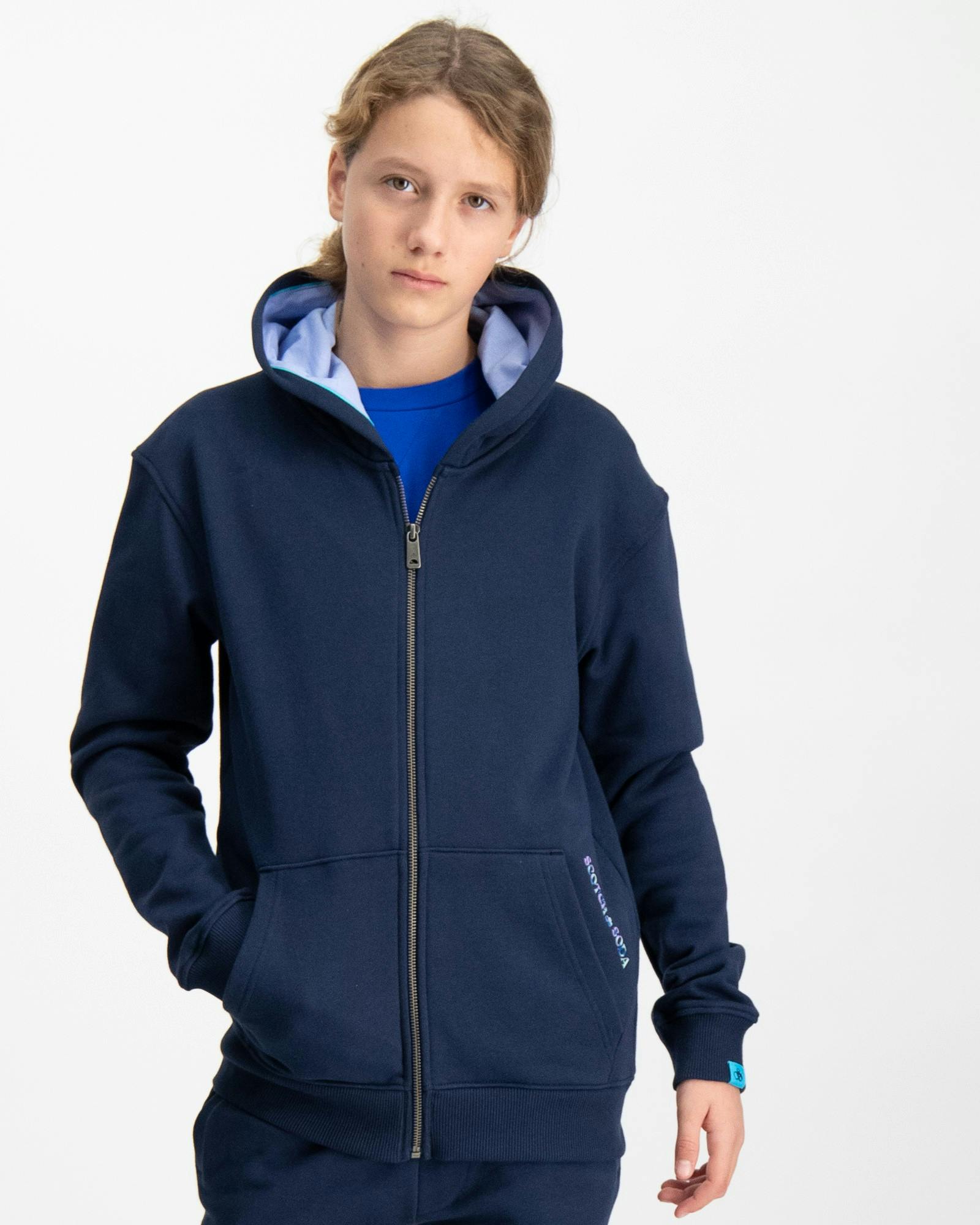 Relaxed fit zip-through hoodie in Organic Cotton